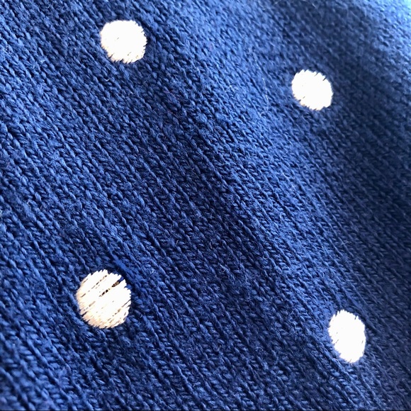 Navy Blue Sweater with Embroidered Polka Dots - Picture 2 of 5
